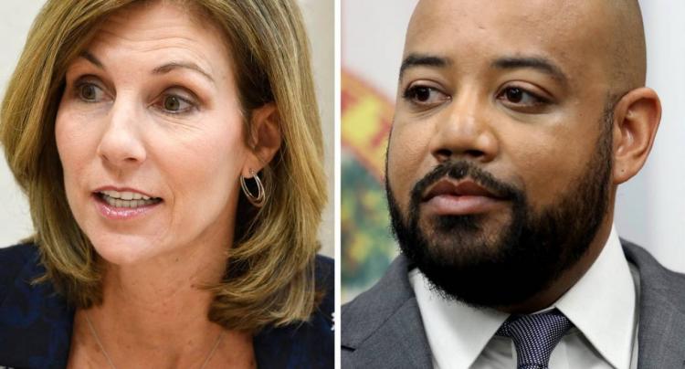 Wendy Sartory Link (left), Palm Beach County supervisor of elections and Joe Scott, Broward County supervisor of elections