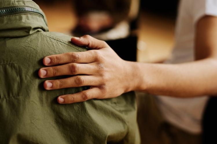 Person comforting another, mental health