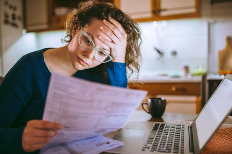 Woman worried about her bills