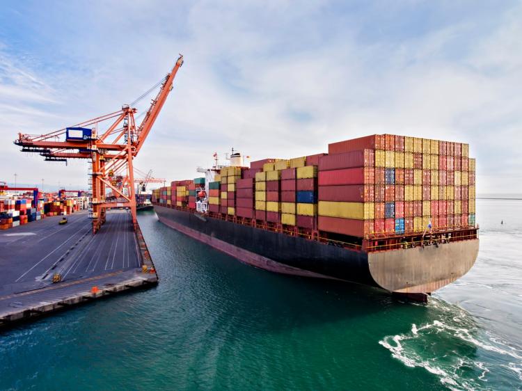 Cargo ship in transit.