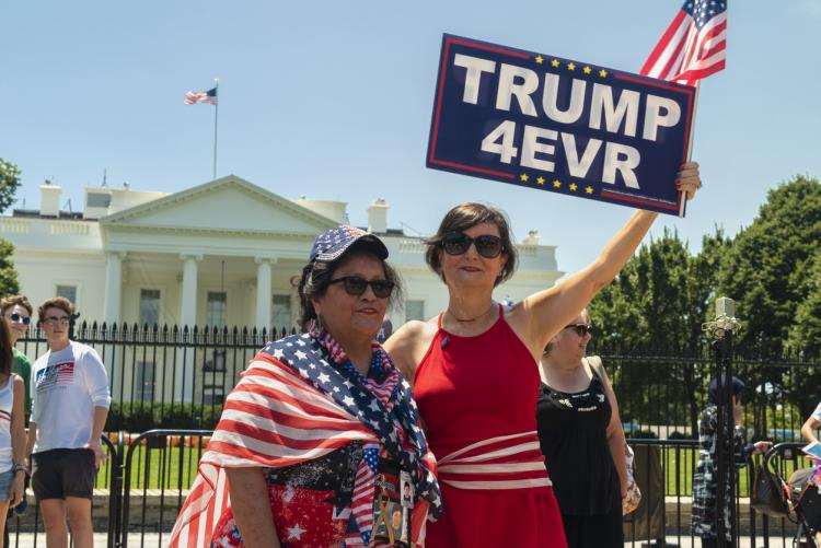 Trump supporters hold a rally in front of the White House.