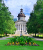 Garden and statue at the South Carolina State House in Columbia, South Carolina.